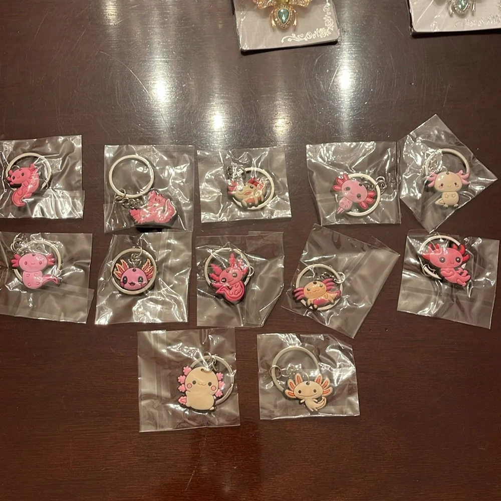 12 nwt Pink Axolotl Keychains for Kids or adults